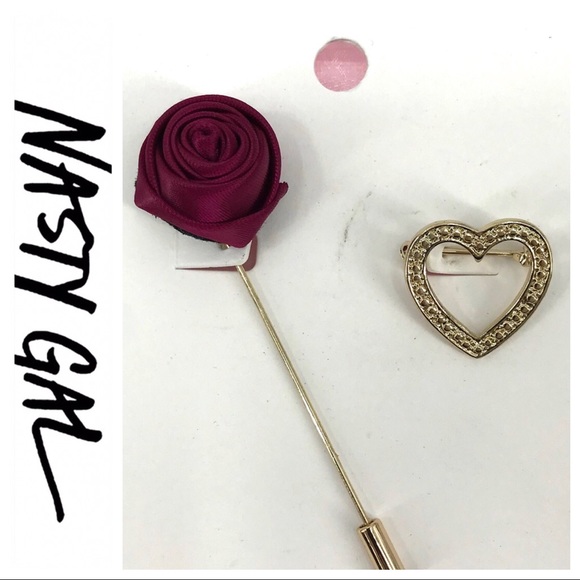 💕SALE💕NWT Nasty Gal Rose & Heart Pin - Picture 3 of 3